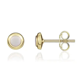 9ct Yellow & White Gold 7mm Round Stud Earrings