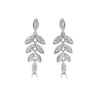 18ct White Gold Barleycorn Diamond Drop Earrings