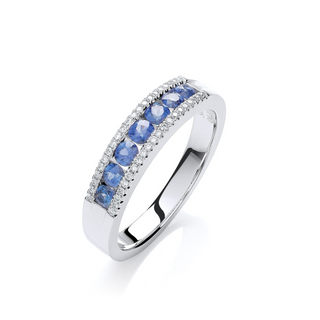 18ct White Gold Sapphire & Diamond Ring