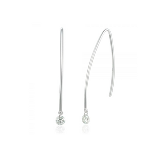 18ct White Gold Lustre Wire Drop Diamond Earrings
