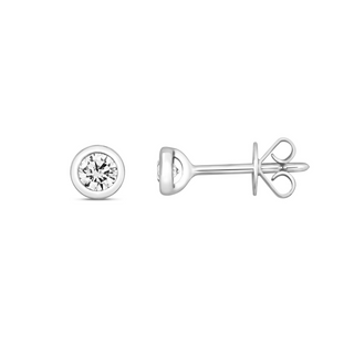 18ct White Gold 0.20ct Rubover Diamond Stud Earrings