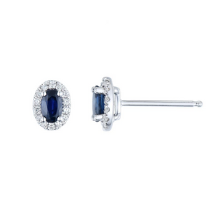 18ct White Gold Sapphire & Diamond Halo Stud Earrings