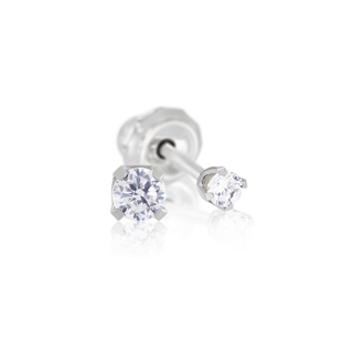 9ct White Gold 2mm CZ Piercing Earrings