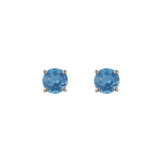 9ct White Gold 4mm Blue Topaz Stud Earrings