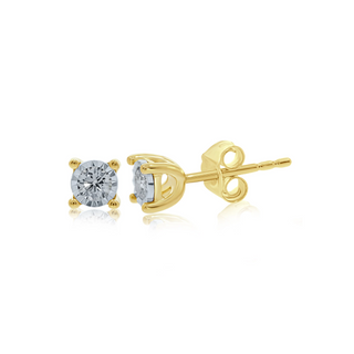9ct Yellow Gold Miracle Plate 0.20ct Diamond Stud Earrings