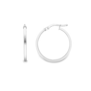 9ct White Gold 22mm Square Tube Hoop Earrings