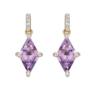 9ct Yellow Gold Kite Shaped Amethyst Earrings