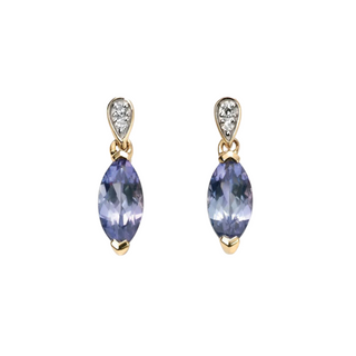 9ct Yellow Gold Marquise Tanzanite Drop Earrings