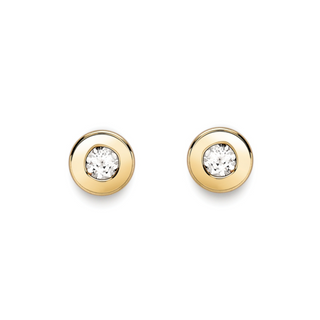 9ct Yellow Gold Rubover 3mm CZ Stud Earrings