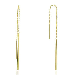 9ct Gold Pull-Through Bar Earrings