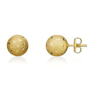 9ct Yellow Gold Frosted Star Ball Stud