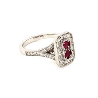 Platinum Ruby & Diamond Ring | Art Deco Ruby Ring | Strange the Jewellers