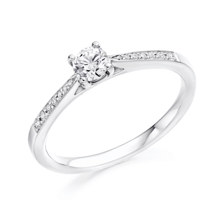 Platinum Diamond Solitaire With Diamond Set Shoulders