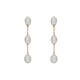 9ct Yellow Gold Tier Pearl Drop Earrings