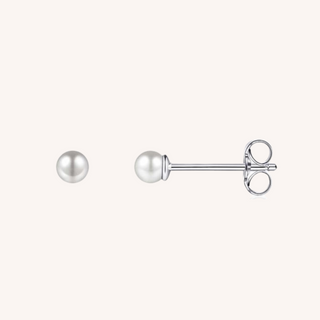 Gisser 3mm Silver Pearl Ear Studs