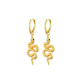 Black Spinel Snake Hoop Earrings