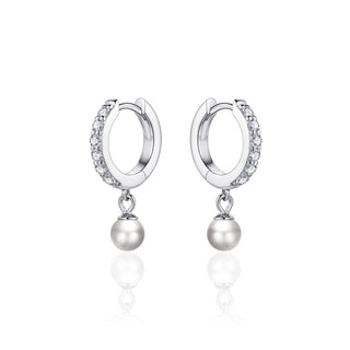 Gisser Silver Pearl & CZ Hoop Earrings