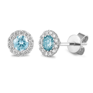 9ct White Gold Aquamarine & Diamond Cluster Earrings