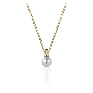 Gisser Gold Plated CZ Pearl Necklace