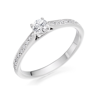 ENG5728 Platinum 0.28ct Diamond Solitaire With Diamond Set Shoulders
