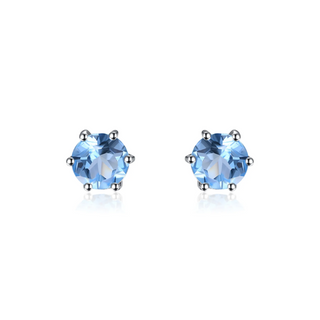 Silver Blue Topaz Stud Earrings