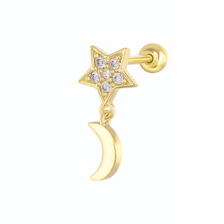 CZ Star & Moon Cartilage Stud | Ear Candy®
