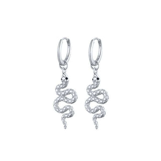 Black Spinel Snake Hoop Earrings