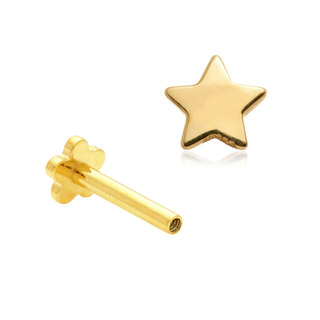 14ct Yellow Gold Star Internal Thread Flat Back Stud