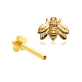 14ct Yellow Gold Bee Internal Thread Flat Back Stud