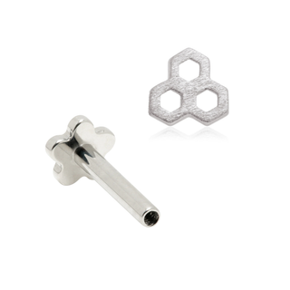 14ct White Gold Honeycomb Internal Thread Flat Back Stud