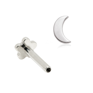 14ct White Gold Moon Internal Thread Flat Back Stud
