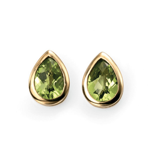 9ct Yellow Gold Pear Peridot Stud Earrings