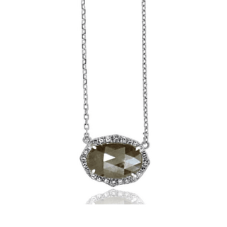18ct White Gold Rose Cut Rough Diamond Pendant