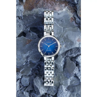 Ladies Blue Dial Silhouette Bracelet Watch
