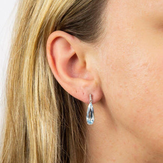 9ct White Gold Blue Topaz Teardrop Earrings