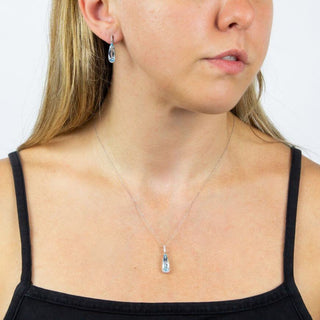 9ct White Gold Blue Topaz Teardrop Earrings