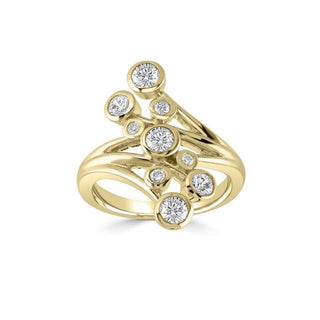 18ct Yellow Gold Up The Finger Diamond Bubbles Ring