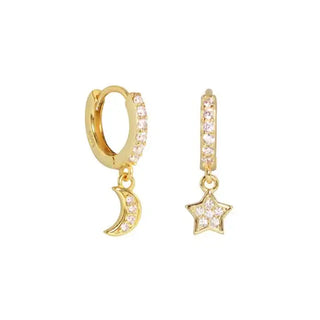 Star and Moon CZ Huggies | Ear Candy®