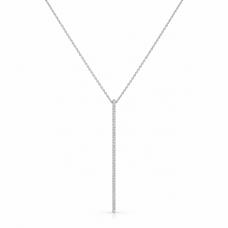 18ct White Gold 0.21ct Diamond Long Bar Necklace