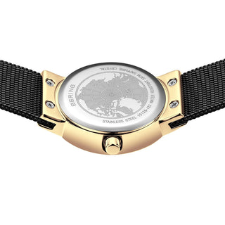 Bering Ladies Black & Gold Mother of Pearl Dial Watch