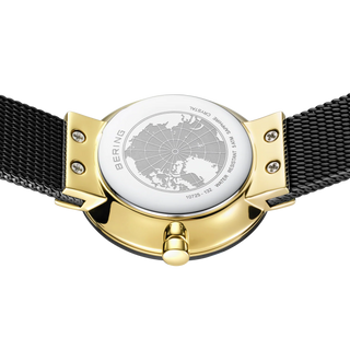 Bering Black & Gold Ceramic Wave Diamond Mesh Watch