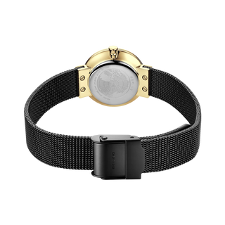 Bering Black & Gold Ceramic Wave Diamond Mesh Watch