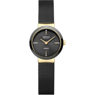 Bering Black & Gold Ceramic Wave Diamond Mesh Watch