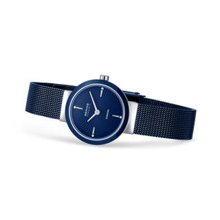 Bering Blue Ceramic Wave Diamond Mesh Watch