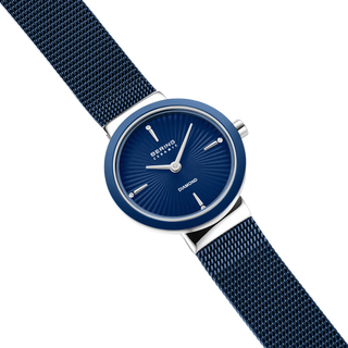 Bering Blue Ceramic Wave Diamond Mesh Watch