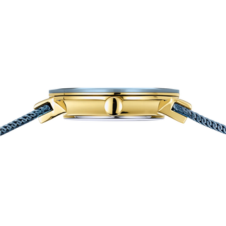 Bering Ice Blue & Gold Ceramic Wave Diamond Mesh Watch