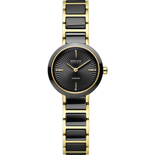 Bering Black & Gold Wave Diamond Ceramic Watch