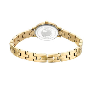 Bering Ladies Gold Tone Black Mother of Pearl Oval Dial Watch