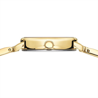 Bering Ladies Gold Tone Black Mother of Pearl Oval Dial Watch
