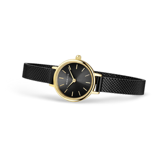 Bering Black & Gold Petite Sunray Mesh Watch